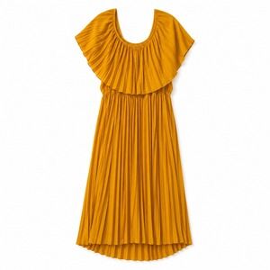 NWT SHEIN FIT+ Mustard Yellow Pleated Ruffle Maxi Dress Plus Size 24/26